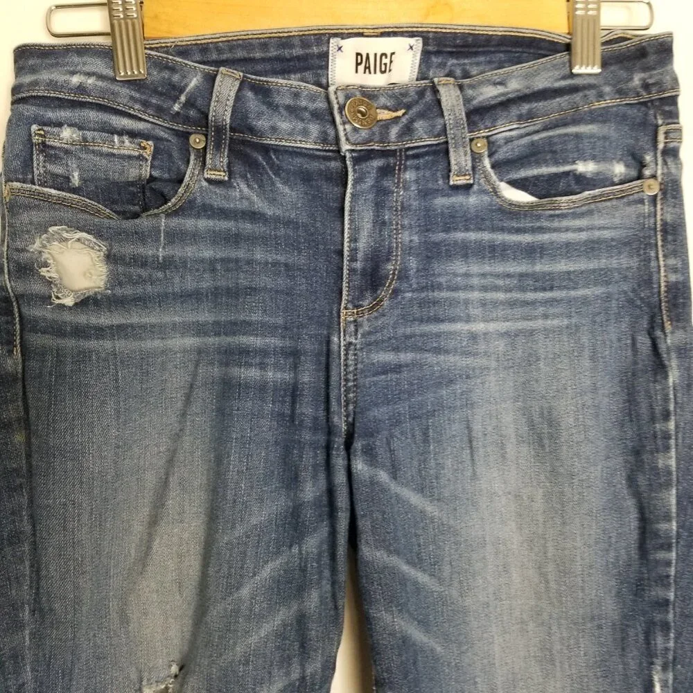 Paige Jeans Womens Size 27 Verdugo Ankle Cropped Distressed Raw Hem Skinny - Picture 2 of 16